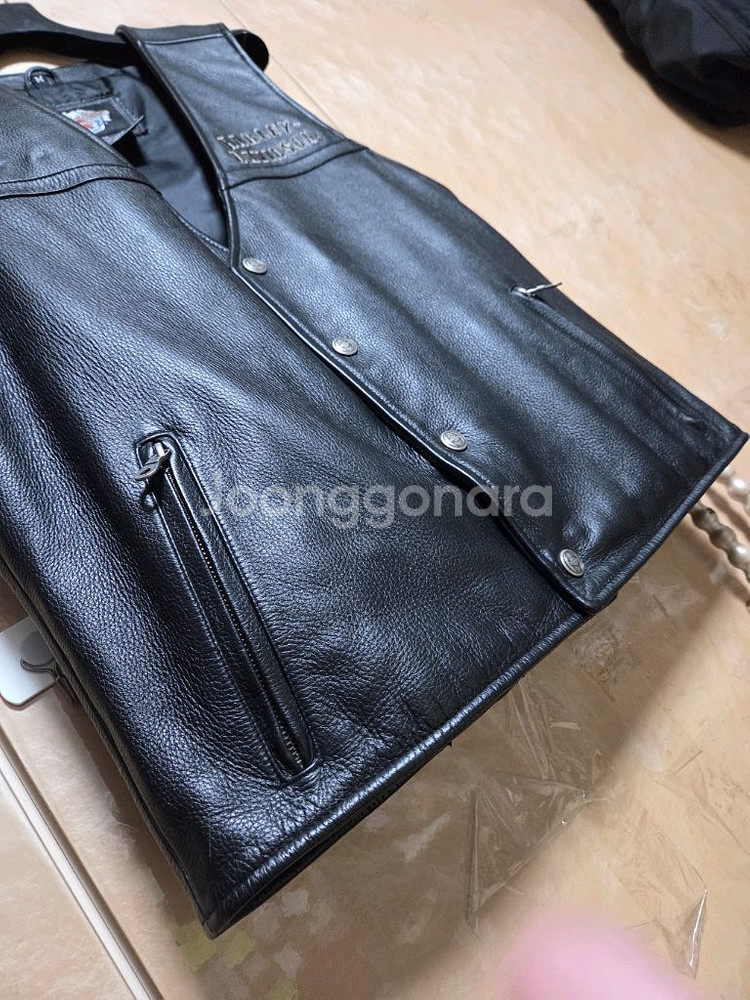 할리데이비슨 정품 가죽 조끼 거의새제품--3