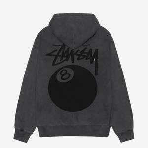 스투시 8볼 피그먼트 다이드 집 후드 블랙(XL)새제품