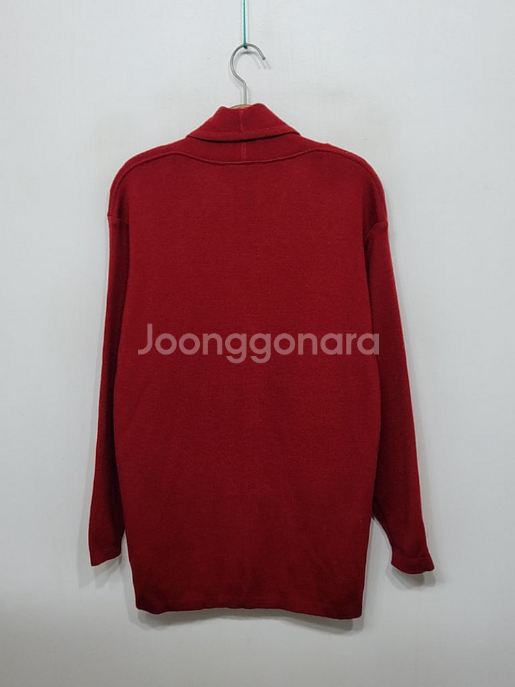(100) 라코스테 숄카라 가디건 빨강 로고 금장단추--6