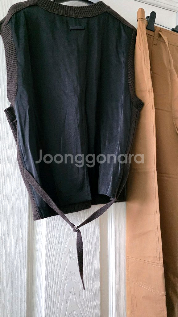 시스템 니트 조끼 백 텍스처 블록 스트랩 니트 베스트--5