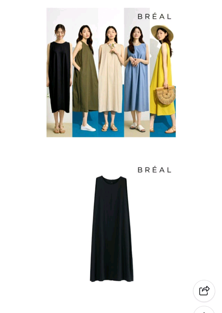 브리엘 슬리브리스 린넨원피스88 미사용--5