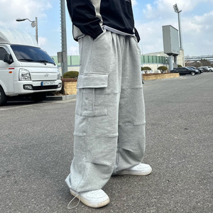 고중량 쭈리 와이드 포켓 팬츠