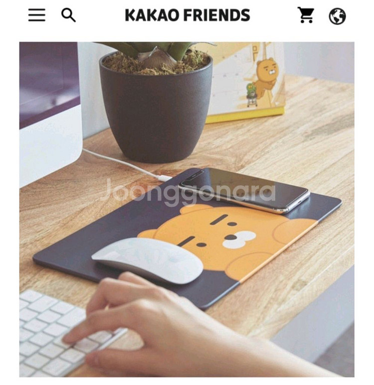 카카오프렌즈 고속 무선 충전기 마우스 패드 어피치--1