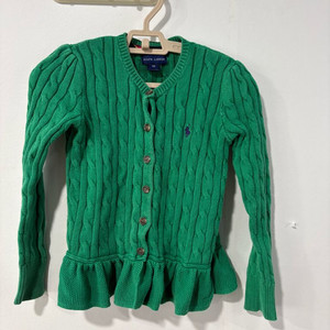 폴로 랄프로렌 키즈 그린 케이블 가디건 6X