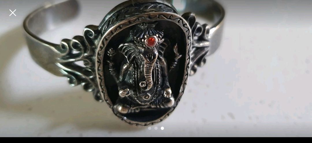 가네샤 조각 스털링실버 뱅글 팔찌 이미지