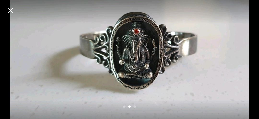 가네샤 조각 스털링실버 뱅글 팔찌 이미지