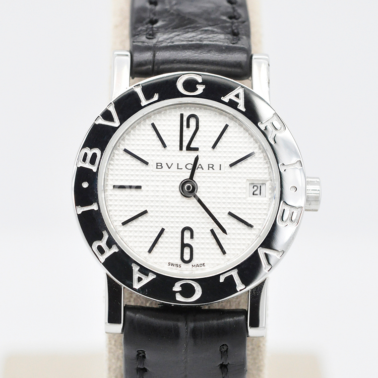 불가리 불가리 화이트 인덱스 다이얼 여성 악어가죽시계--0