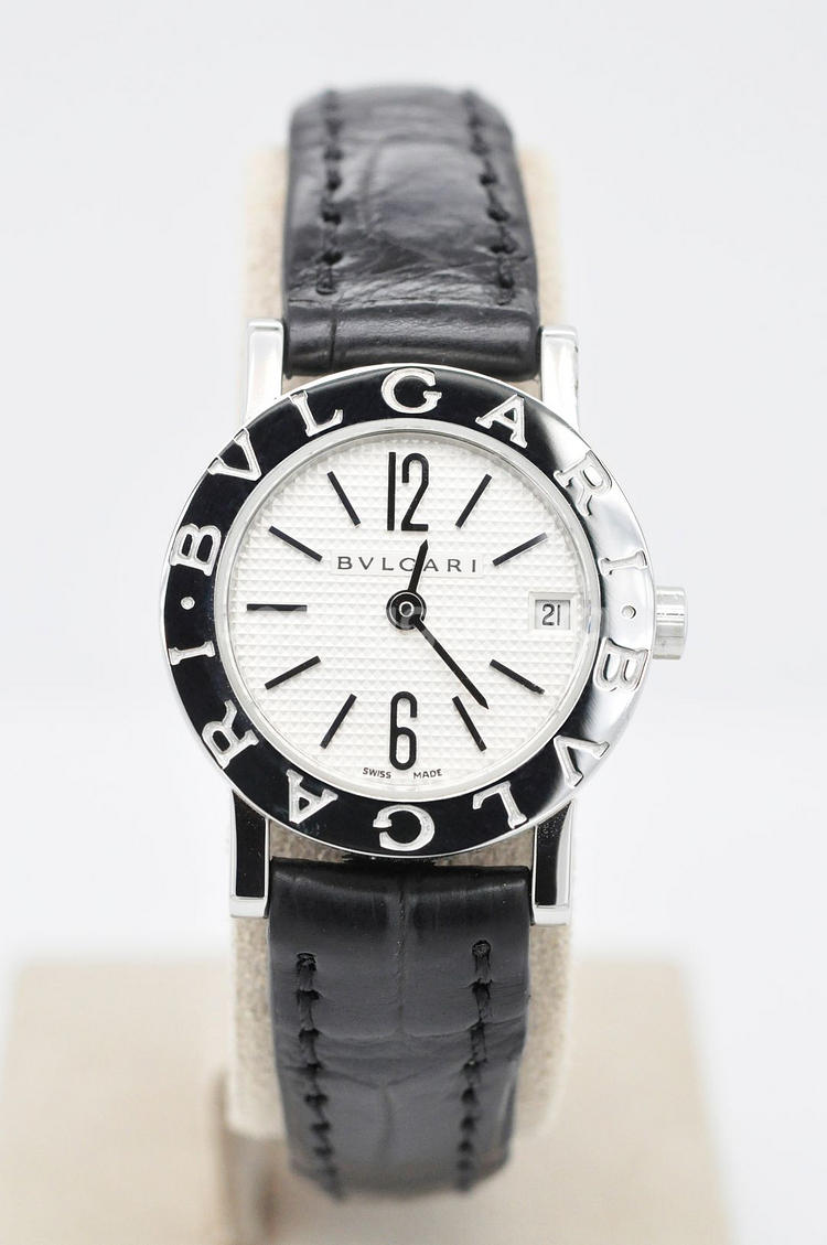 불가리 불가리 화이트 인덱스 다이얼 여성 악어가죽시계--1