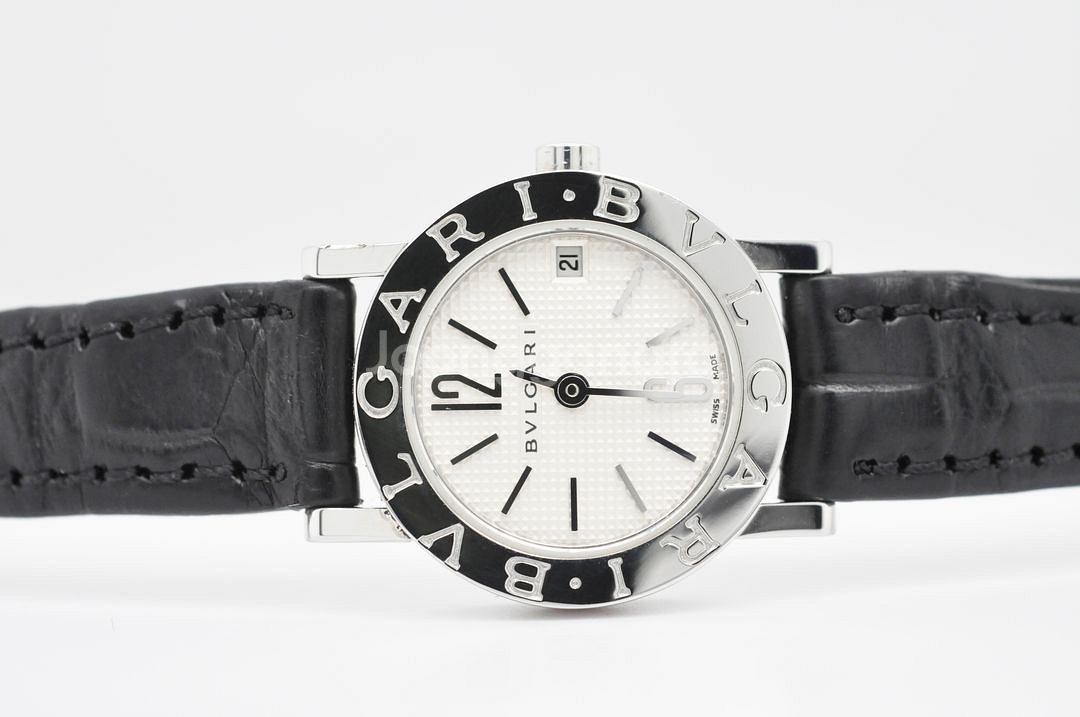 불가리 불가리 화이트 인덱스 다이얼 여성 악어가죽시계--5