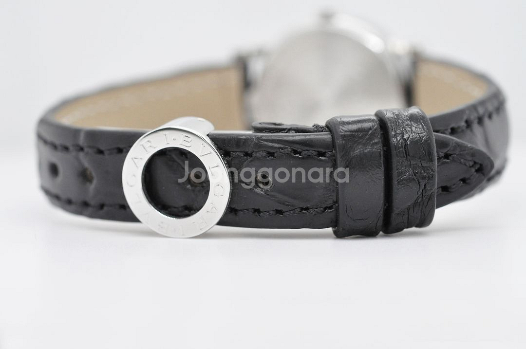 불가리 불가리 화이트 인덱스 다이얼 여성 악어가죽시계--8