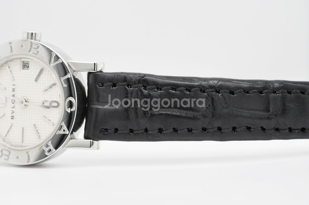 불가리 불가리 화이트 인덱스 다이얼 여성 악어가죽시계--6