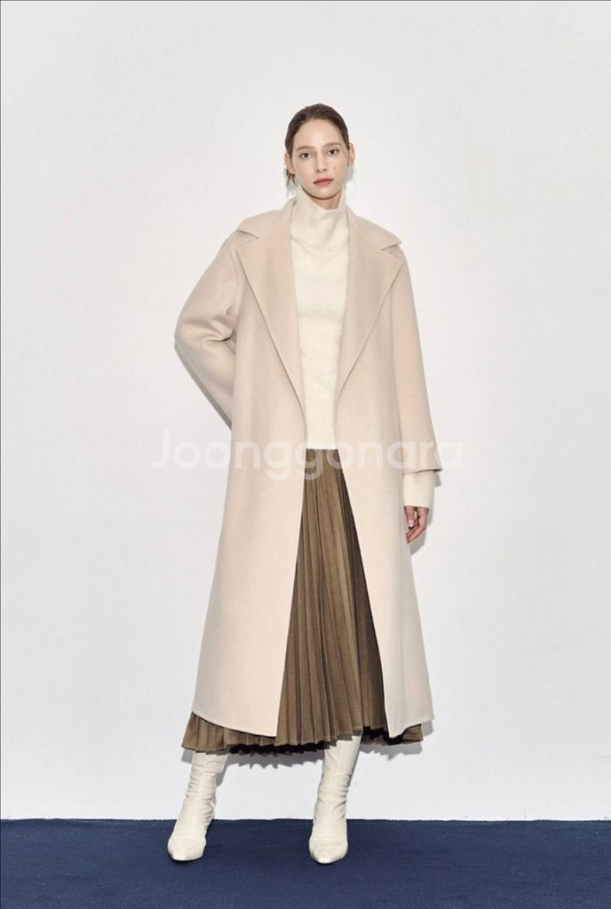 한섬 23fw 타임 캐시미어 블렌드 벨티드 코트--2