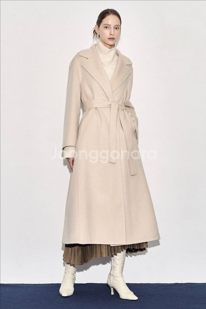 한섬 23fw 타임 캐시미어 블렌드 벨티드 코트--0