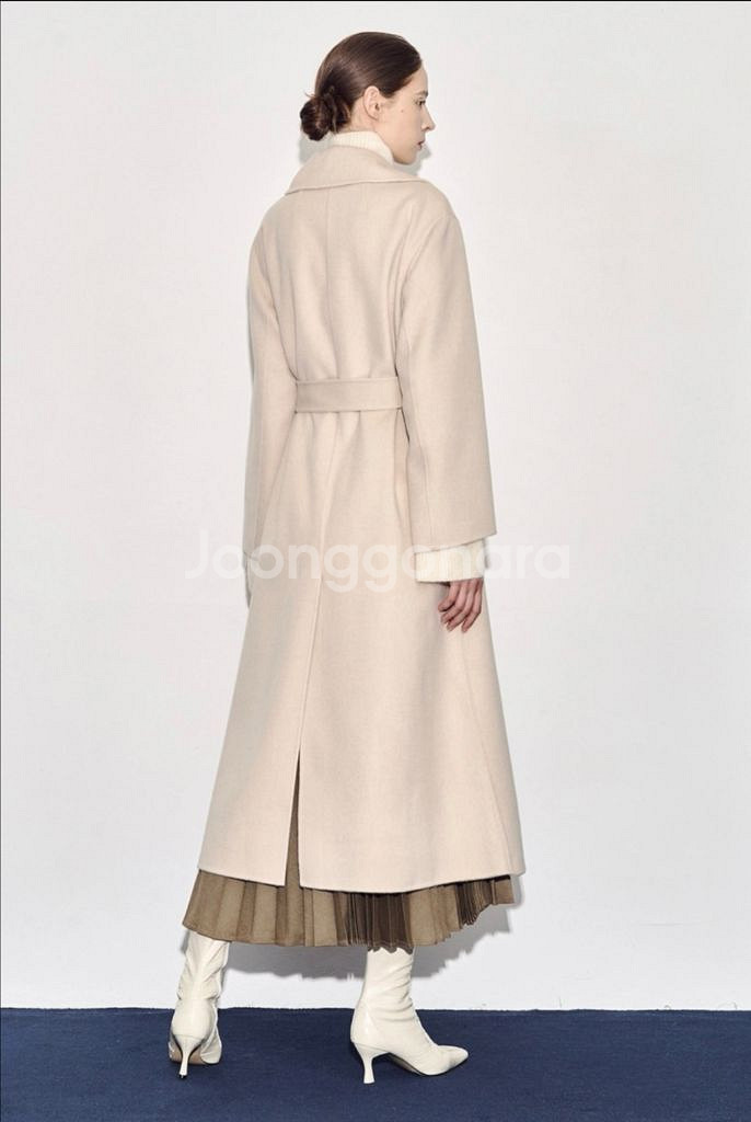 한섬 23fw 타임 캐시미어 블렌드 벨티드 코트--5