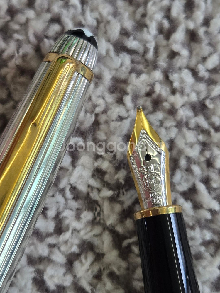 몽블랑 1441 솔리테어 듀에 실버 M 만년필--4