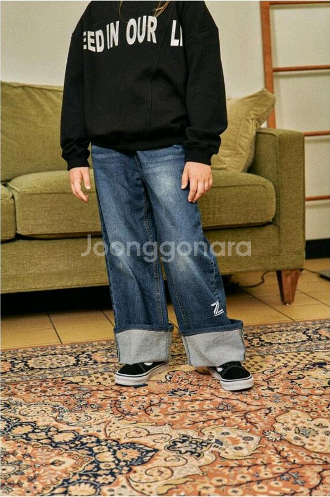 가격내림) 조이멜로디 롤업청바지 새상품 130사이즈--3