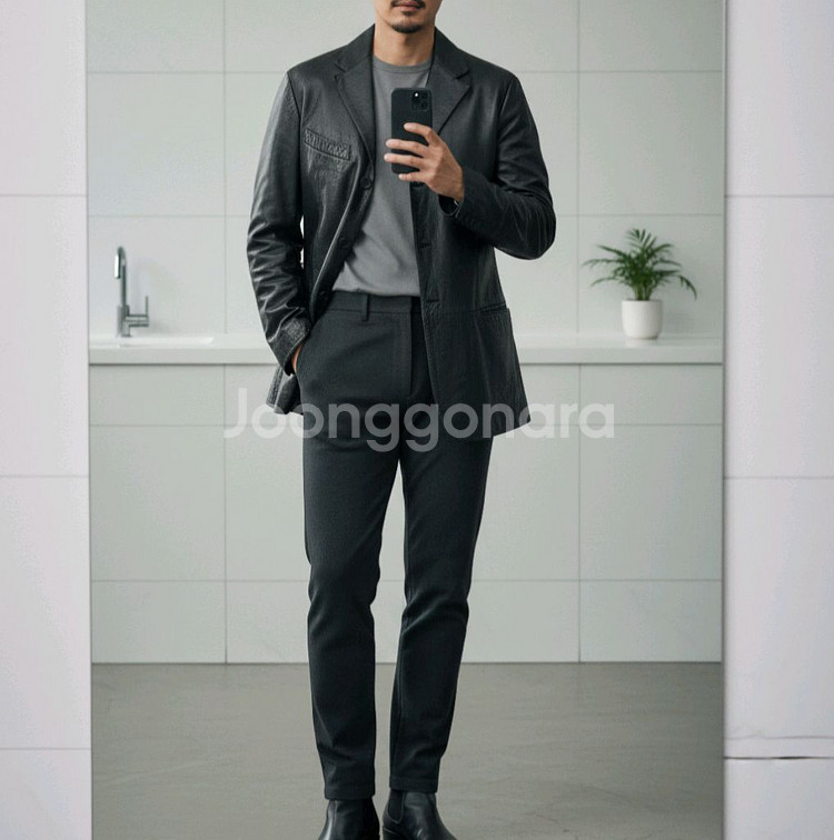 [XL]<엠포리오 아르마니>램스킨 레더자켓--0