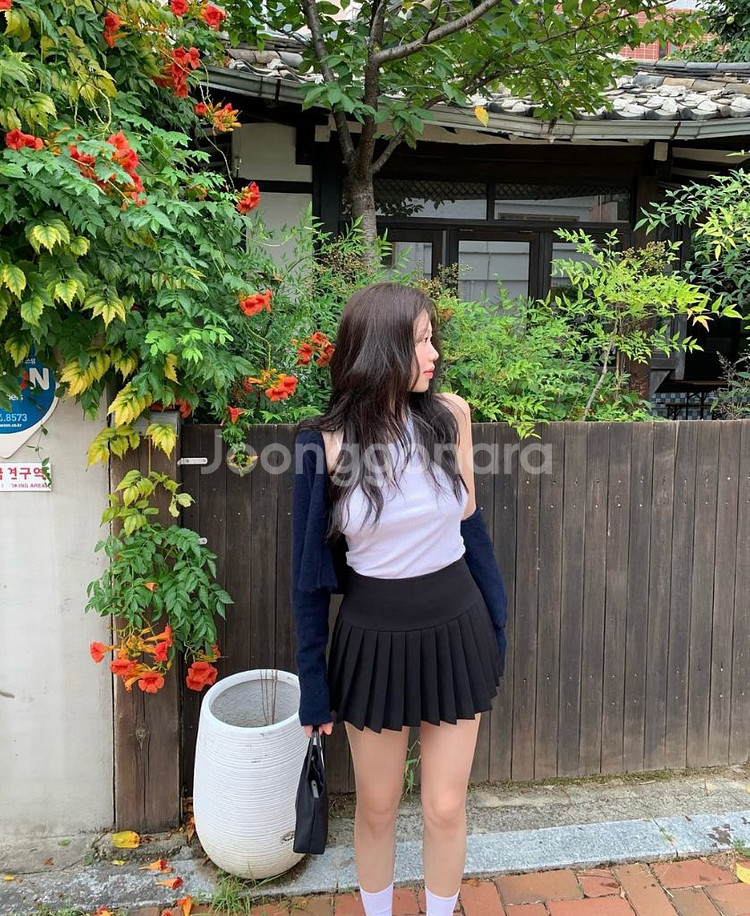 온트 리브 플리츠 스커트 S--0