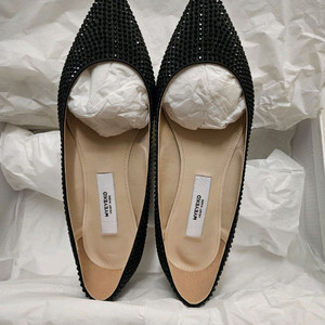 마이아이코 블랙 새틴 스와로브스키 플랫(235사이즈)