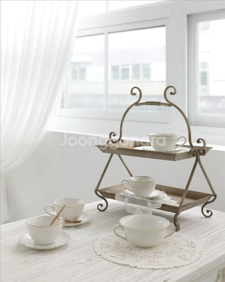 빈티지 2단 철제트레이--3