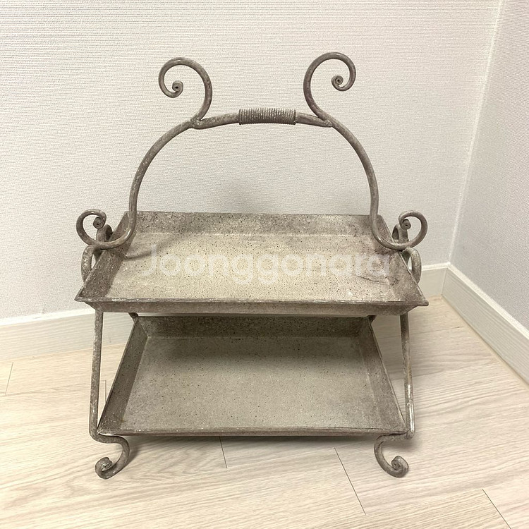 빈티지 2단 철제트레이--1