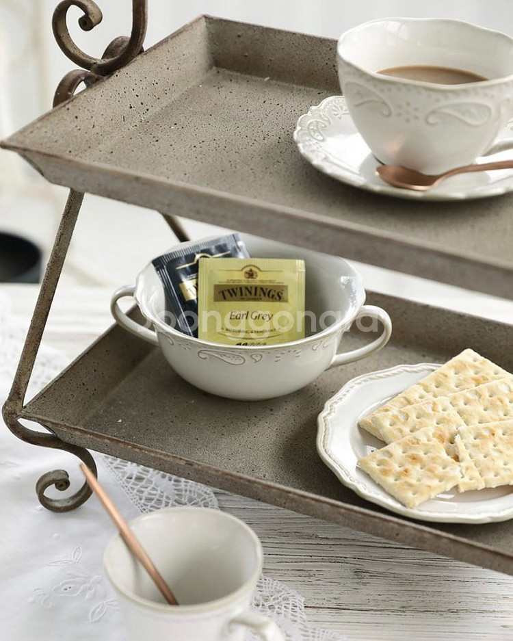 빈티지 2단 철제트레이--6