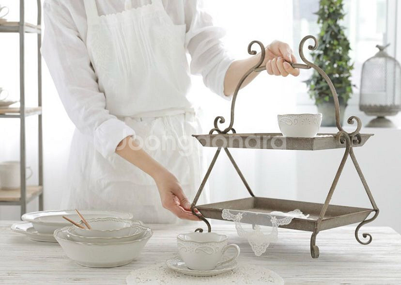 빈티지 2단 철제트레이--5