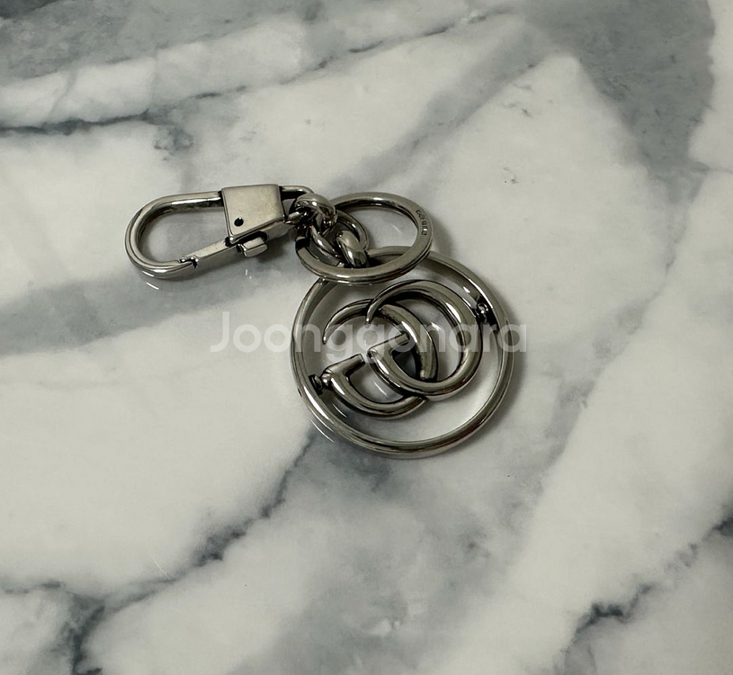 [F] 구찌 마몬트 더블 G 실버 키링 (1회사용)--3