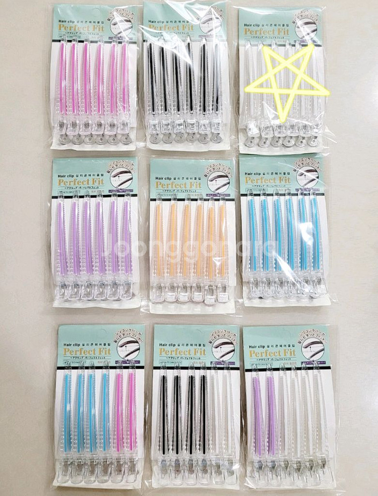 미용 논슬립 실리콘패드 헤어 집게핀 6p (새상품)--0