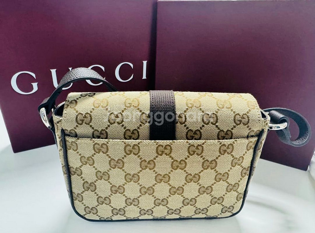 구찌 GG 미니 크로스바디백 베이지 다크 브라운--2