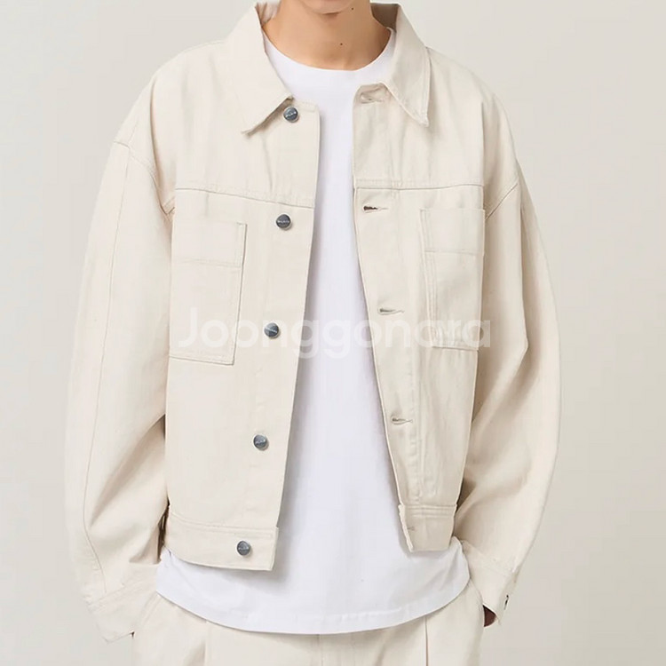 플랙 데님자켓 청자켓 아이보리--1