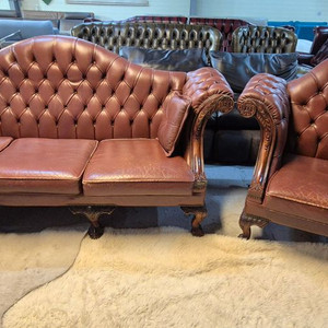 영국 체스터필드 치펜데일 전체천연가죽 3+1인 소파