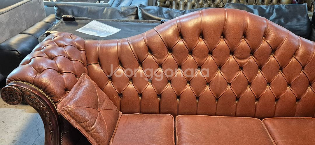 영국 체스터필드 치펜데일 전체천연가죽 3+1인 소파--6