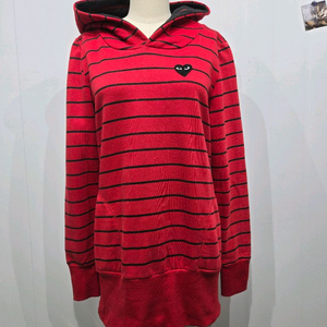 꼼데가르송 레드 스트라이프 후드티