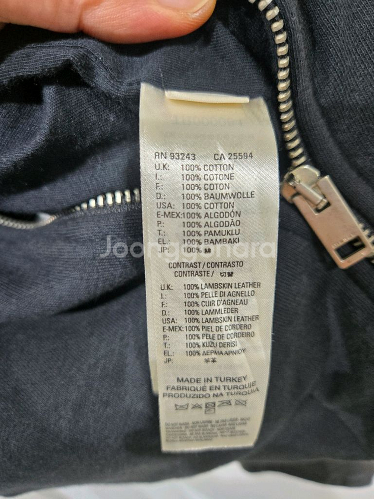 디젤 블랙 가죽소매 후드 집업--6