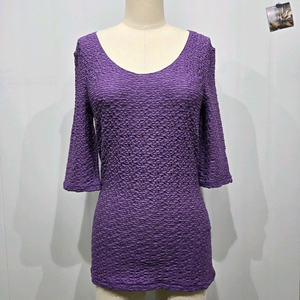 아르마니 보라색 팝콘 텍스쳐 7부 티셔츠