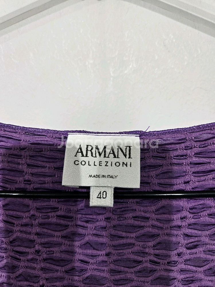 아르마니 보라색 팝콘 텍스쳐 7부 티셔츠--4