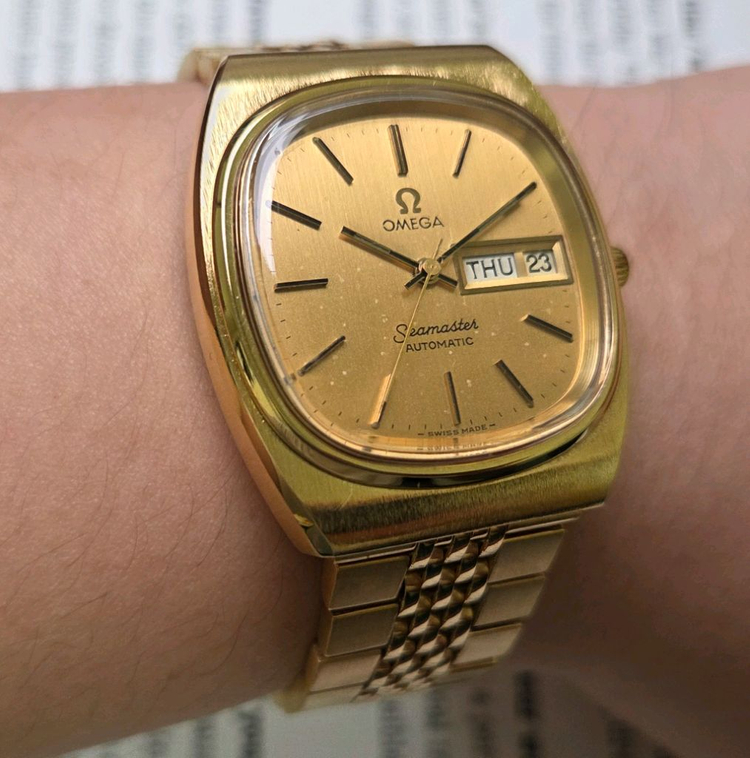레어] 빈티지 오메가 씨마스터 테레비 올금장 파티나다이 이미지