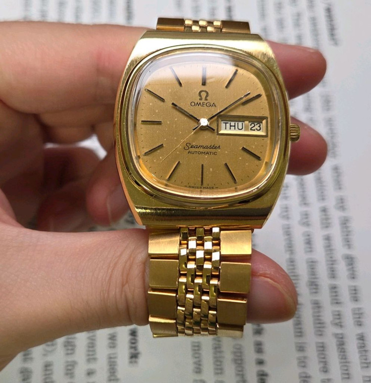 레어] 빈티지 오메가 씨마스터 테레비 올금장 파티나다이 이미지