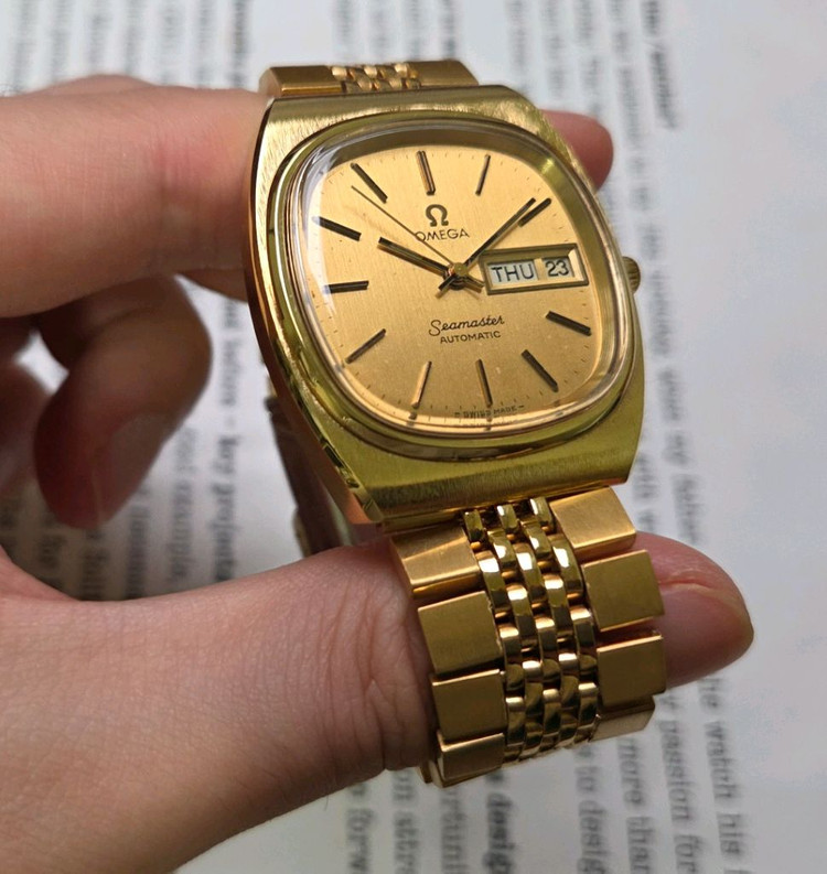 레어] 빈티지 오메가 씨마스터 테레비 올금장 파티나다이 이미지