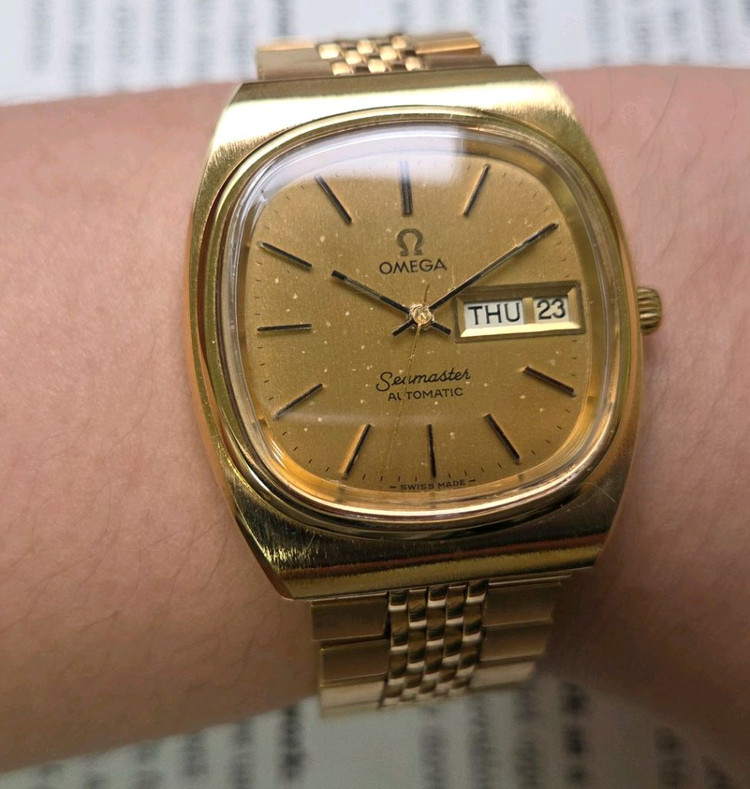레어] 빈티지 오메가 씨마스터 테레비 올금장 파티나다이 이미지