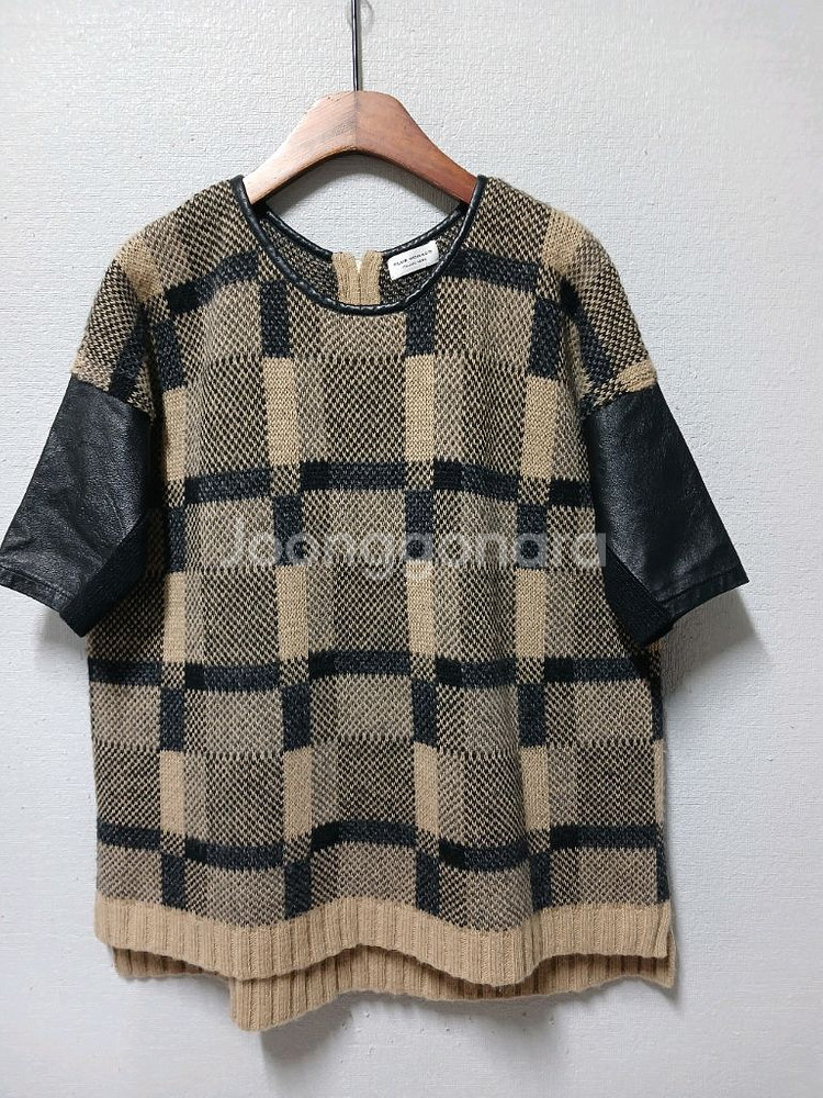 클럽모나코 체크 니트 반팔 티셔츠--0