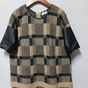 클럽모나코 체크 니트 반팔 티셔츠