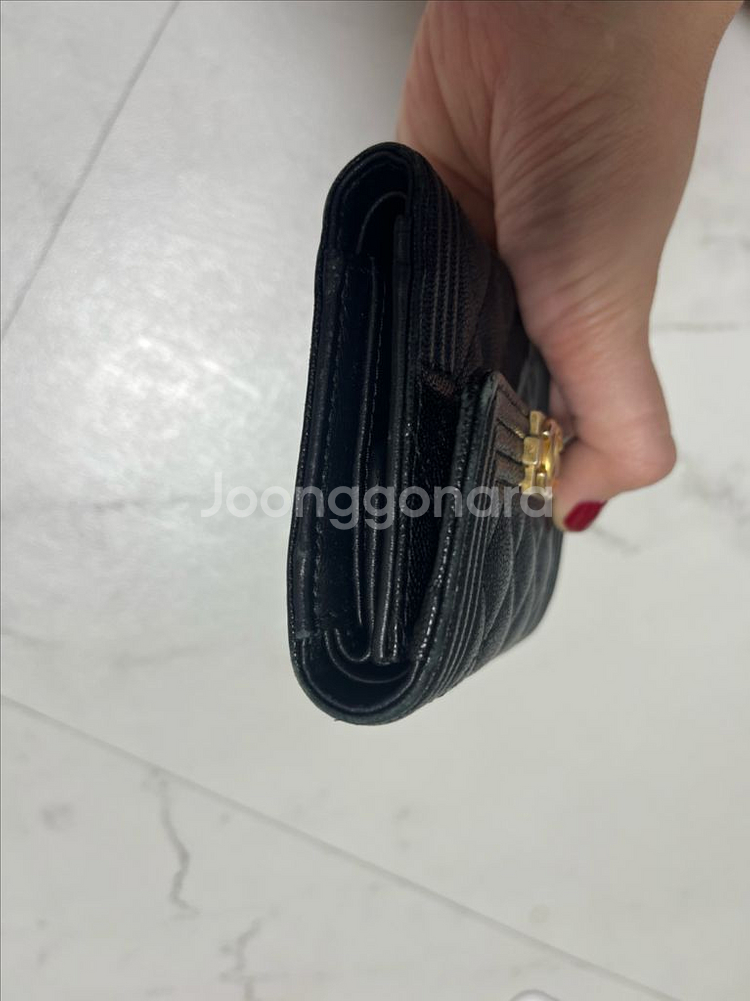 샤넬 보이 캐비어 반지갑 금장--4