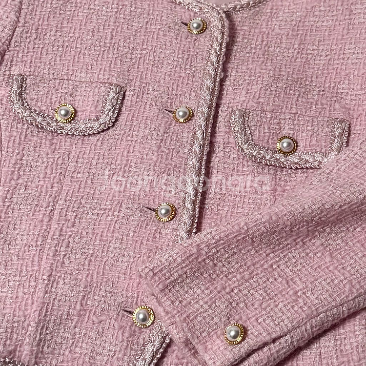 수입 트위드자켓 딸기우유 핑크--1