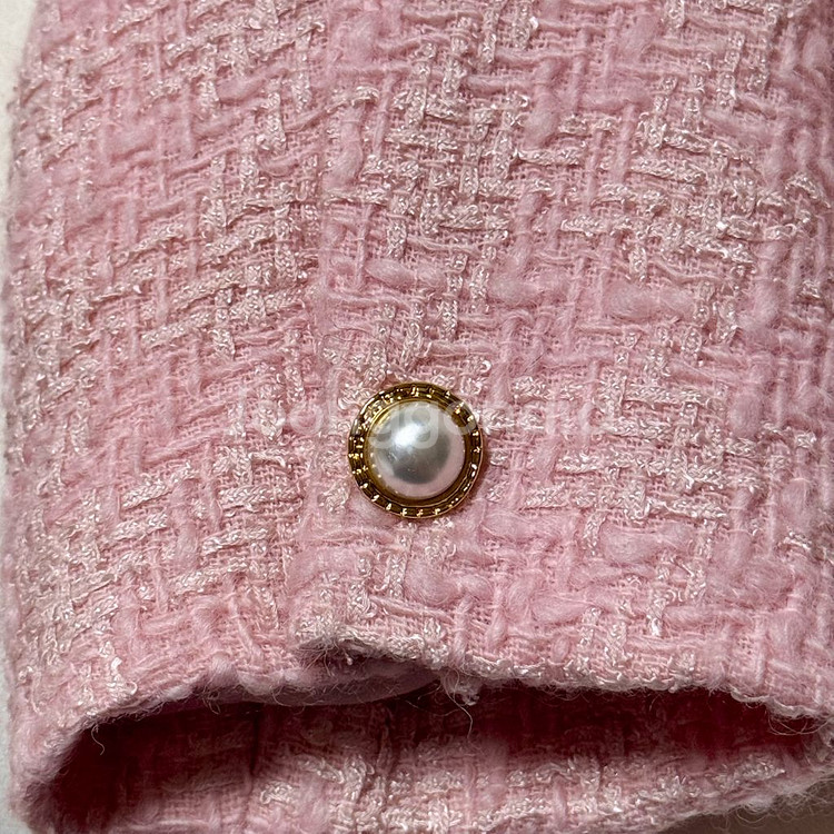 수입 트위드자켓 딸기우유 핑크--4