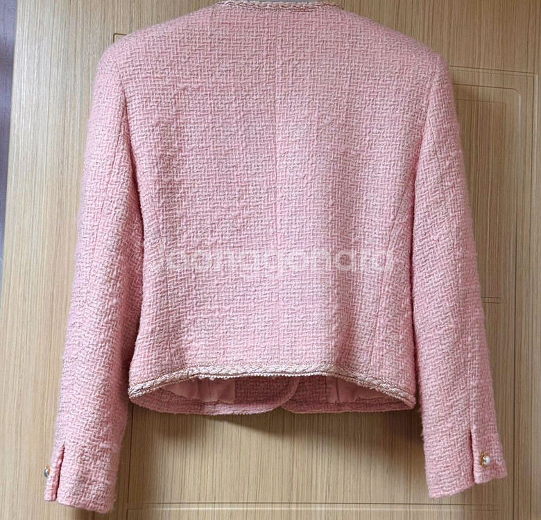 수입 트위드자켓 딸기우유 핑크--5
