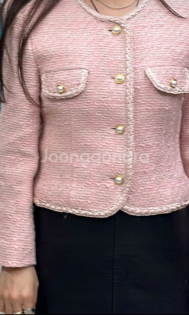 수입 트위드자켓 딸기우유 핑크--7