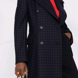 비비안웨스트우드 비대칭 체크 울 더블 코트