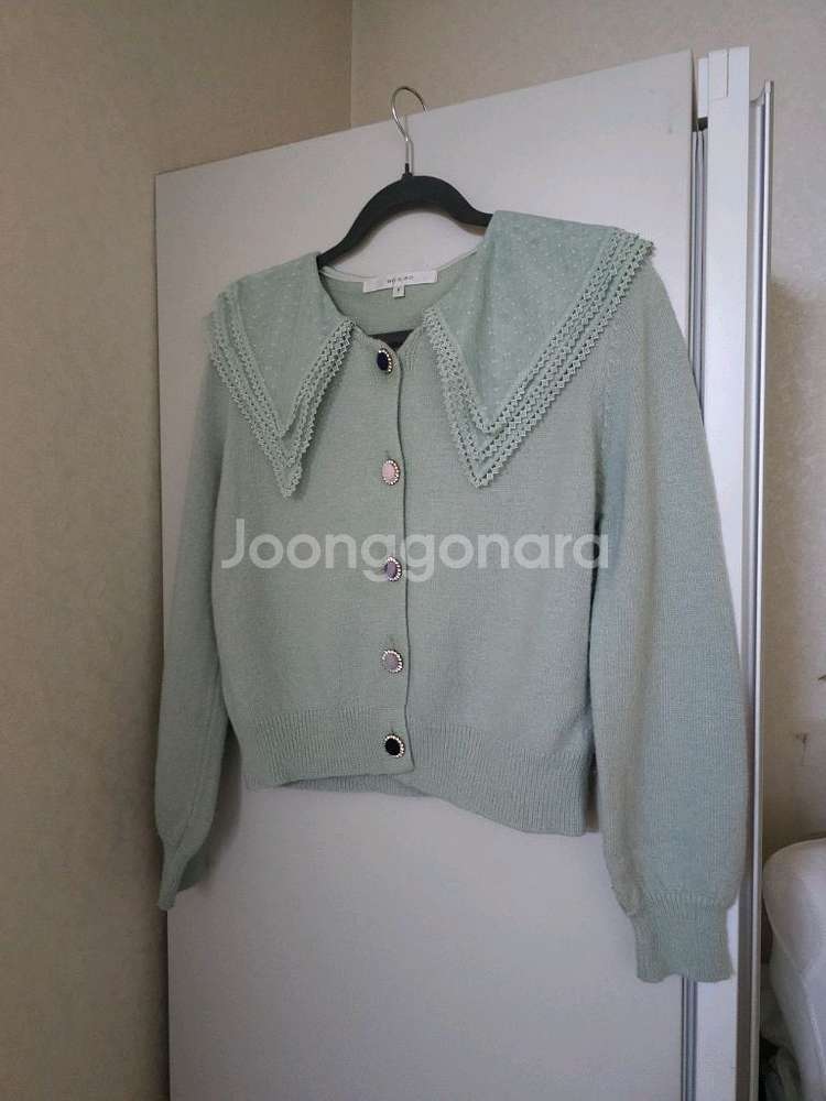 온앤온 레이스 칼라 앙고라 가디건 민트--0